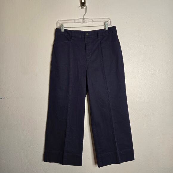 Duluth Trading Co. Workday Warrior Chino Wide Leg Crop Pants Navy Blue 10 Reg - Picture 2 of 12